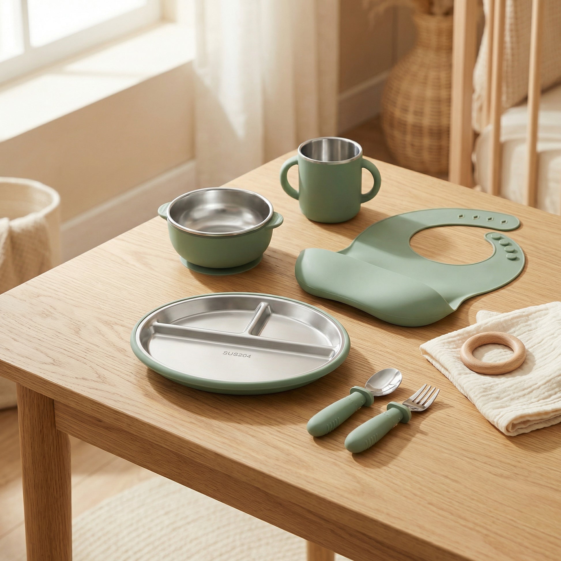 Little Lumber Stainless Steel & Silicone Feeding Set.