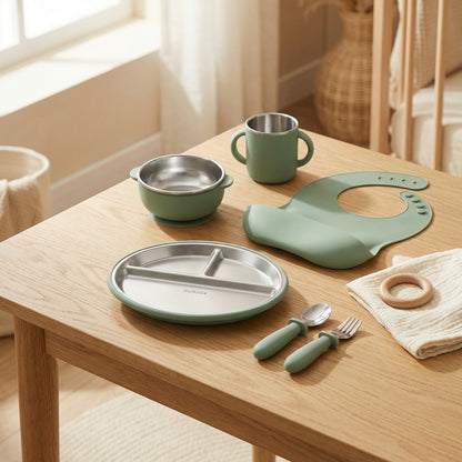 Little Lumber Stainless Steel & Silicone Feeding Set.