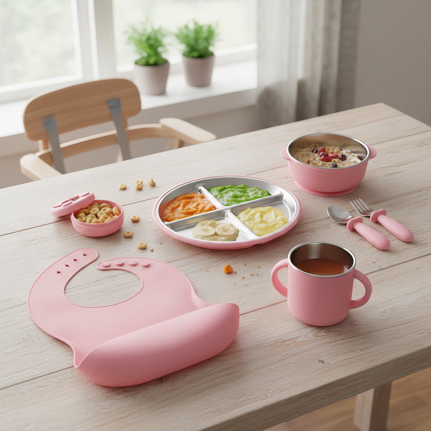 Little Lumber Stainless Steel & Silicone Feeding Set.