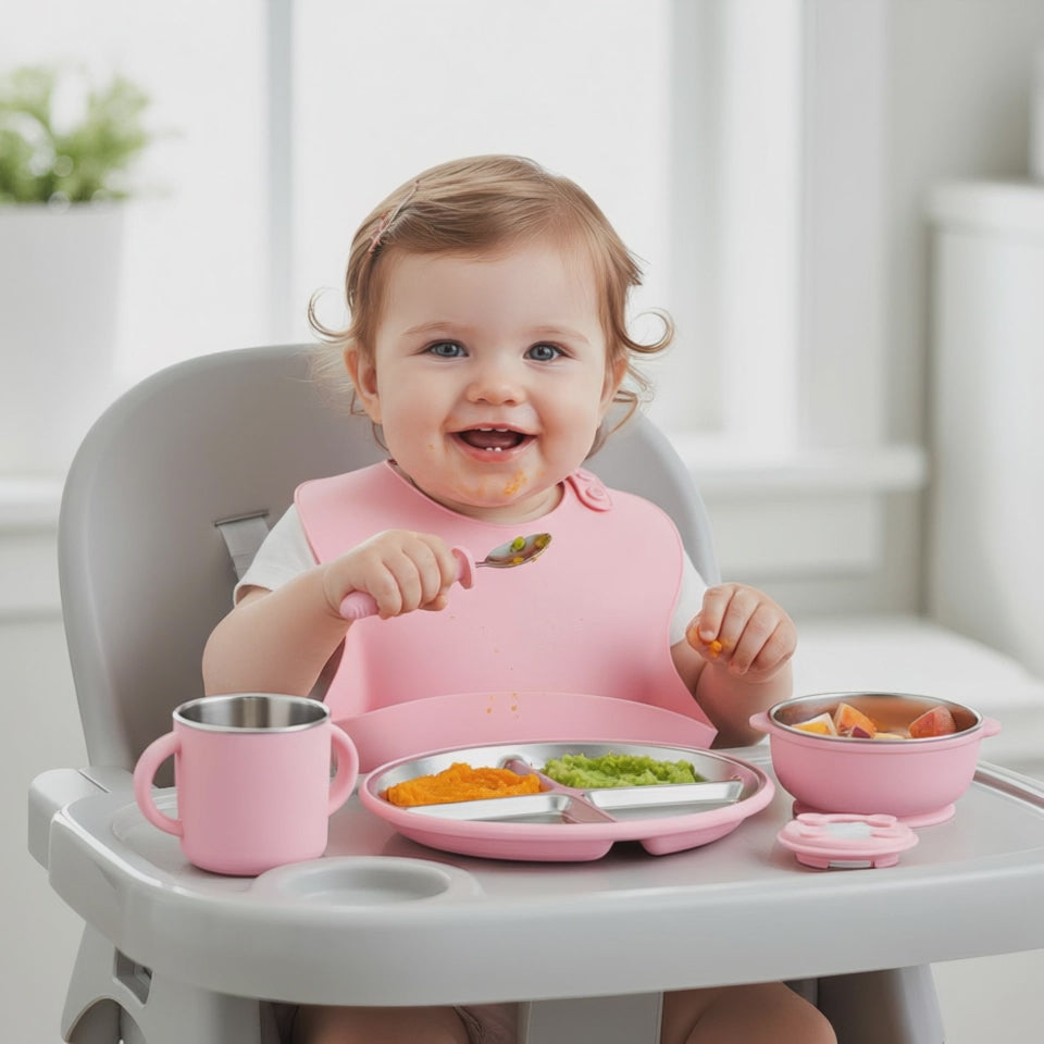 Little Lumber Stainless Steel & Silicone Feeding Set.