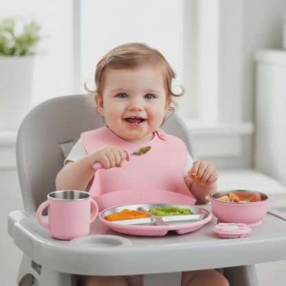 Little Lumber Stainless Steel & Silicone Feeding Set.